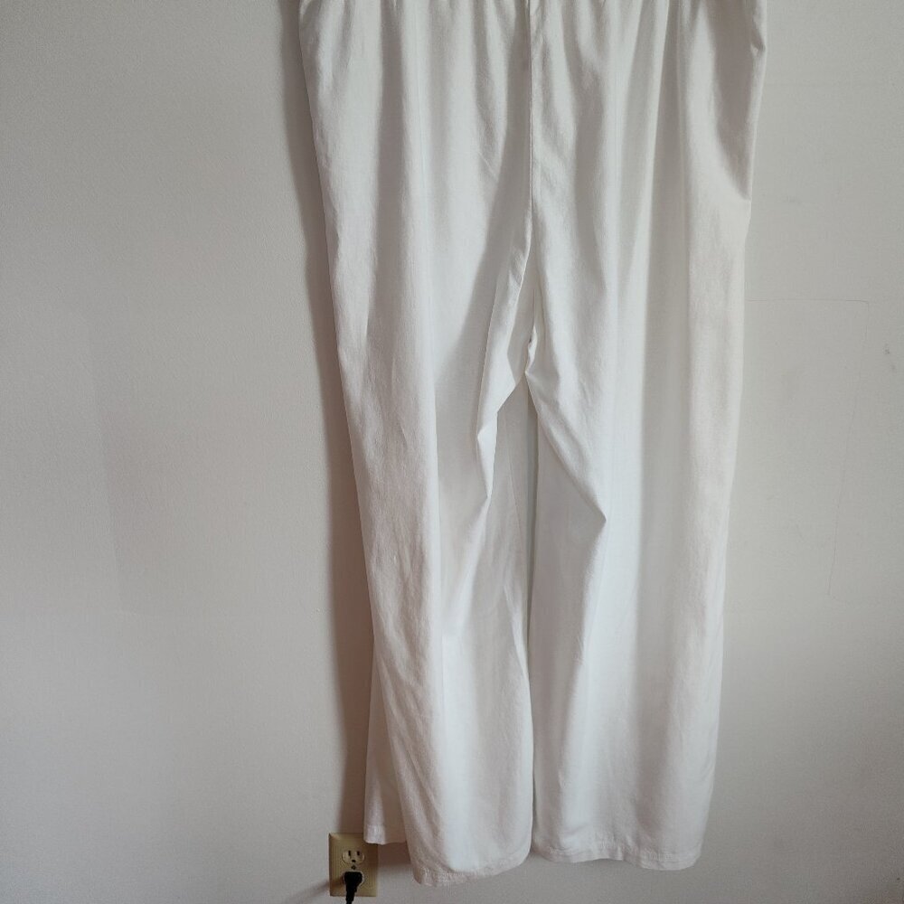 Ladies SZ 18T J Crew Factory White Linen Blend Wide-Leg Pant